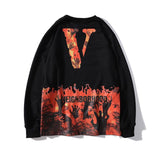 Vlone Sweatshirts Printed Sweater Pullover Large V Loose Terry Men'S Pullover Coat Vlone
