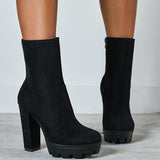 Platform Heels for Women Spring Black Martin Shoes