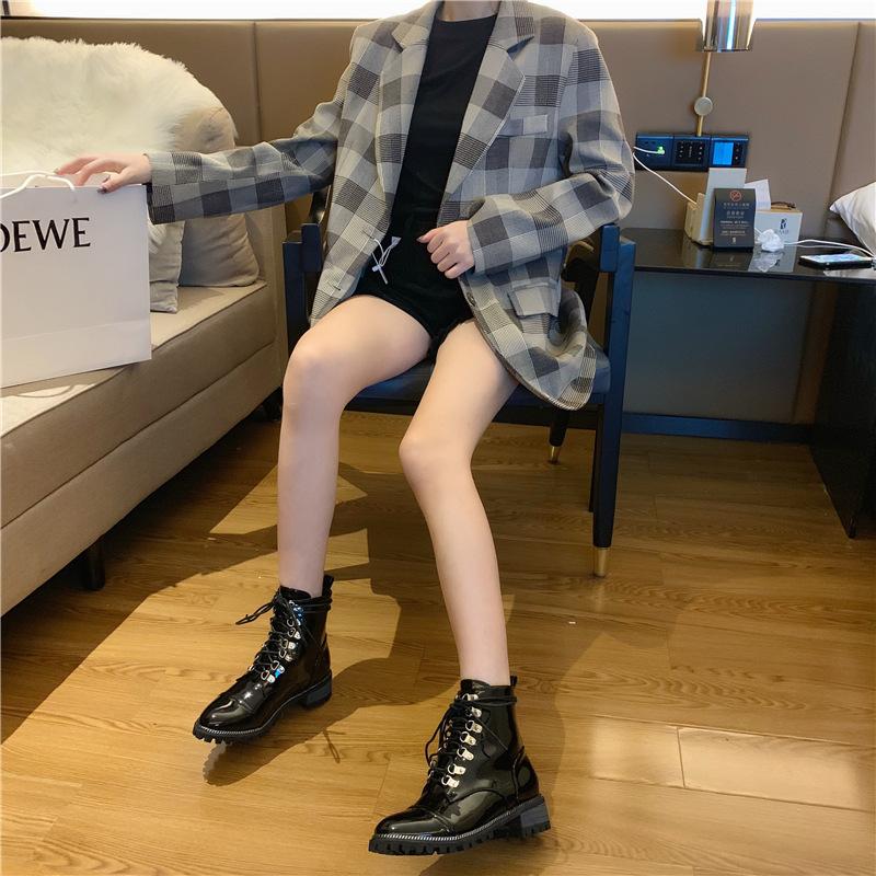 Platform Heels for Women Lace Up Motorcycle Boots