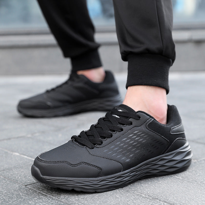Autumn and Winter Men's Shoes Low-Top Sports Mesh Breathable Black Flat Heel Platform Casual Sneakers Comfortable Shoes