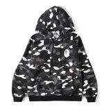 Bathing Ape Hoodie Shark Camouflage Luminous Embroidered Hoodie Hip Hop Men's and Women's Hoodie Coat