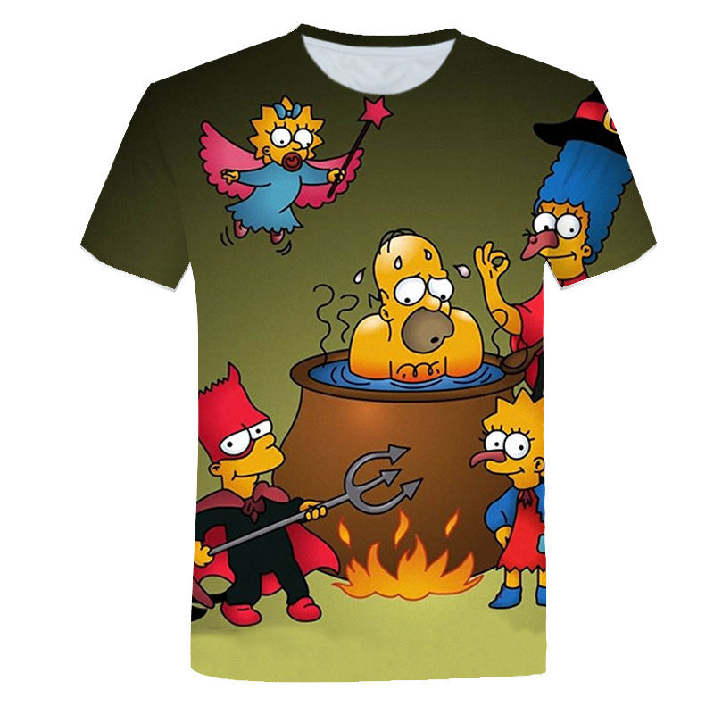 The Simpsons T Shirts 3d Digital Printing Cartoon Round Neck