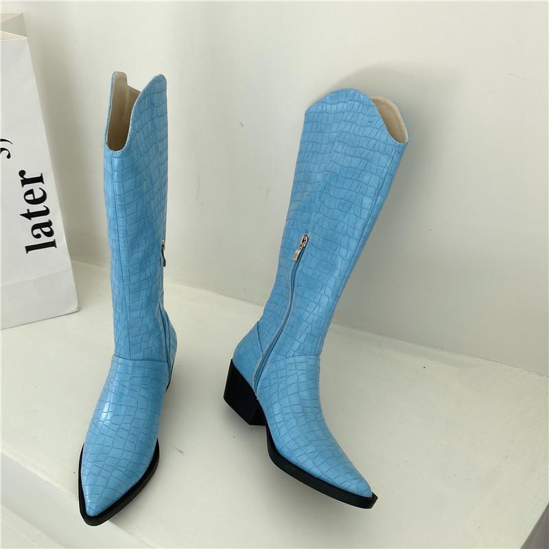 Platform Heels for Women Autumn and Winter Crocodile Pointed Boots