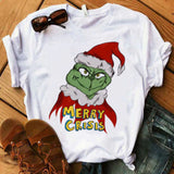 Men And Women Grinch Shirt Christmas Grinch Printed Round Neck T-shirt
