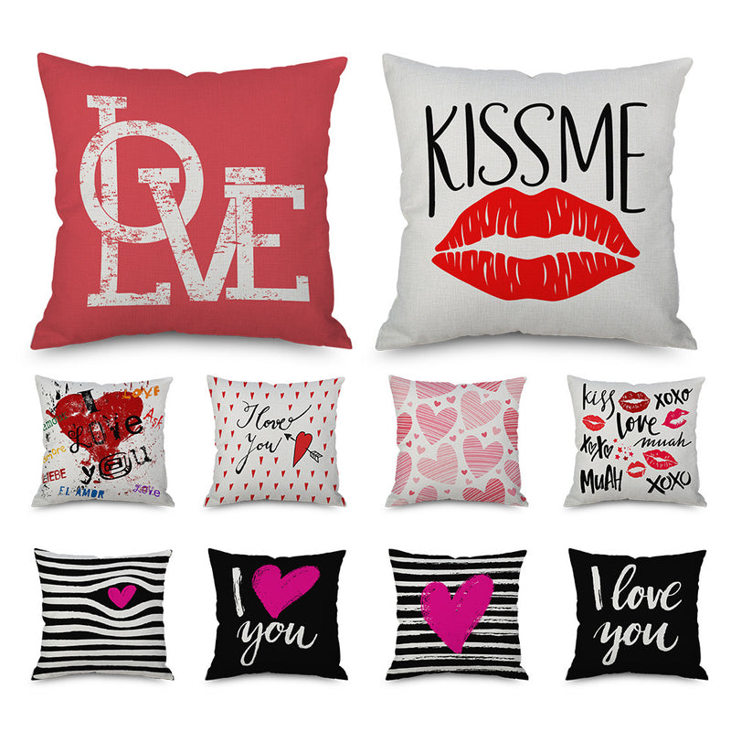 Valentine's Day Pillow Covers 4 Piece Random Styles Together, Car Sofa Cushion Pink Love Pillow
