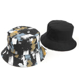 Bucket Hat Fishing Cap Cotton Print Fisherman Hat Bucket Hat Men and Women Retro Graffiti