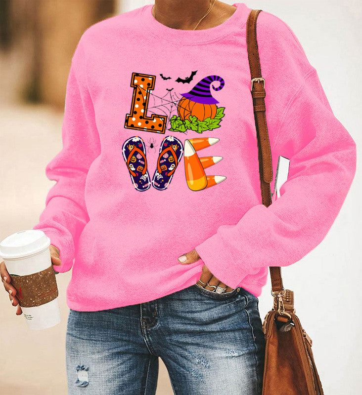 Halloween Costumes Printing Long Sleeve Crew Neck Sweater Women