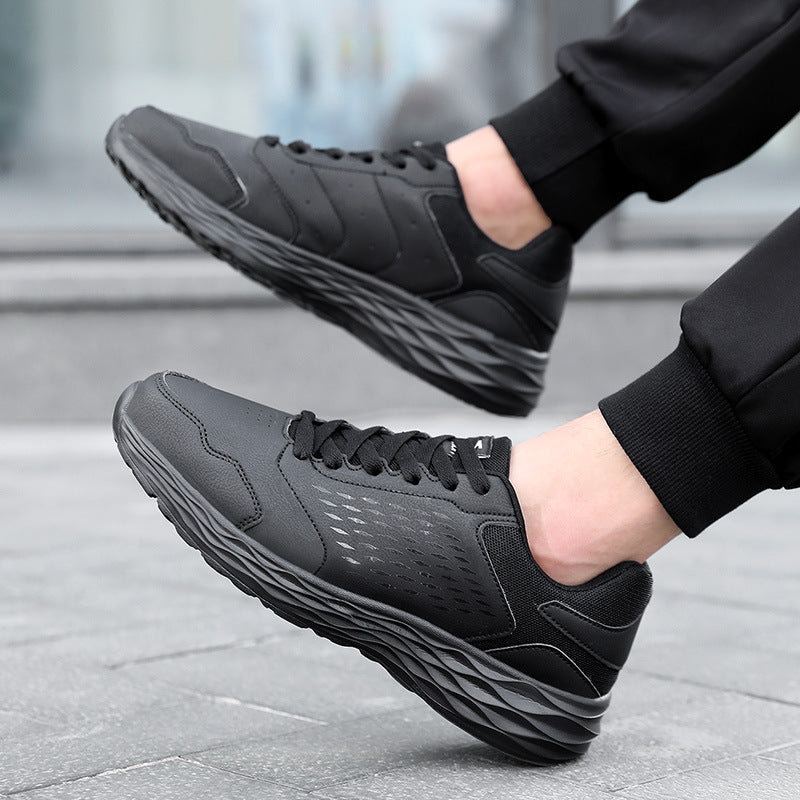 Autumn and Winter Men's Shoes Low-Top Sports Mesh Breathable Black Flat Heel Platform Casual Sneakers Comfortable Shoes