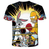 The Simpsons T Shirts Cartoon Anime Digital Printed Round Neck