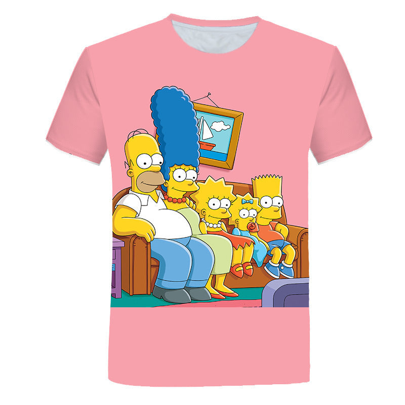The Simpsons T Shirts Digital Printing Casual Round Neck