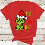Men and Women Grinch Shirt Christmas Grinch Printed Short Sleeve T-shirt