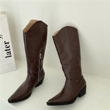 Platform Heels for Women Autumn and Winter Crocodile Pointed Boots