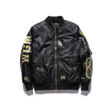 Bathing Ape Jacket Black Gold Embroidered Leather Jacket Baseball Uniform Autumn and Winter Thickening Cotton-Padded Coat Men's Clothing