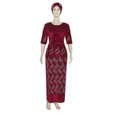 African Women's Wear Wave Slit Waist Pleated Dress African Dashiki Ankara Styles Dress