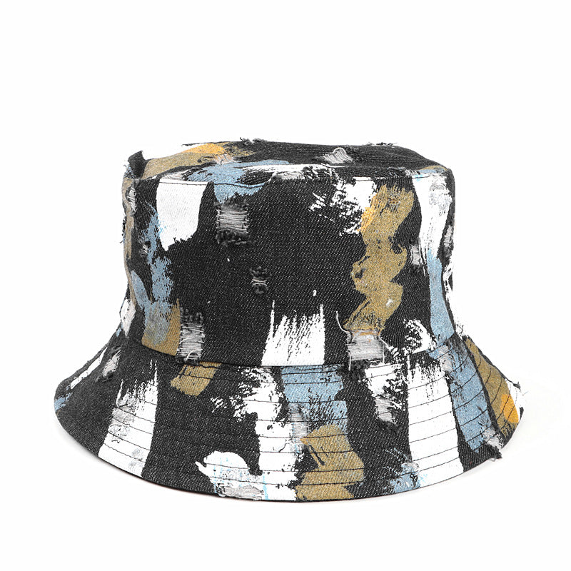 Bucket Hat Fishing Cap Cotton Print Fisherman Hat Bucket Hat Men and Women Retro Graffiti