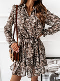 Nine Britton Dress Printed Waist-Controlled Short Long Sleeve