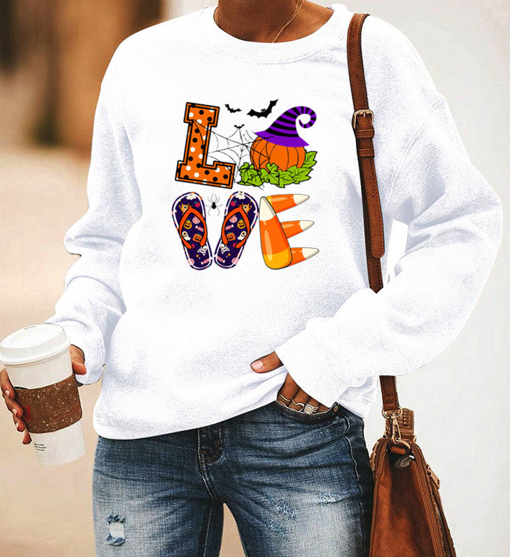 Halloween Costumes Printing Long Sleeve Crew Neck Sweater Women