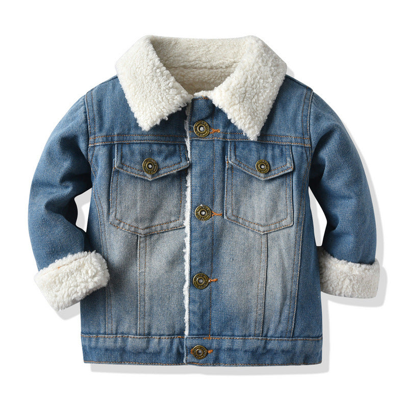 Children Jean Jackets Children's Imitation Lamb Wool Lining Warm Denim Jacket