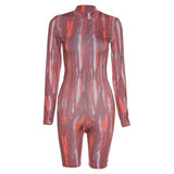 Women's Spring Clothing Fashion Sexy Tight Stand Collar Sports Jumpsuit