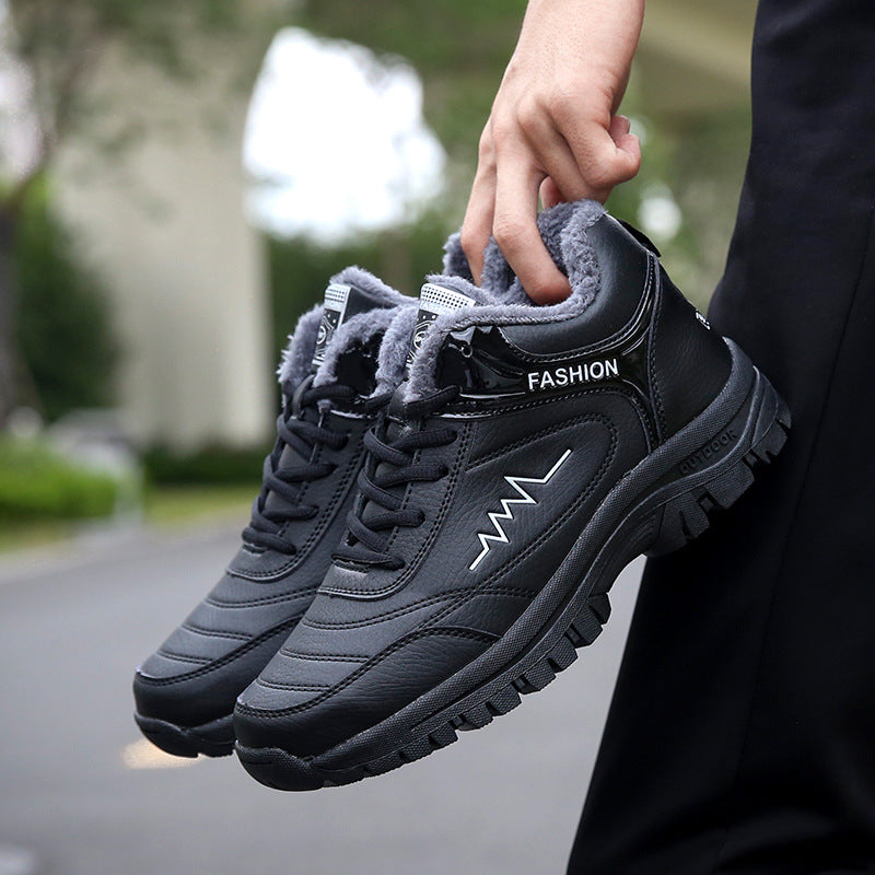 Men Sneakers Autumn and Winter Cotton Shoes Men's Fleece-Lined Warm Leisure Soft Bottom Sports Cotton Shoes