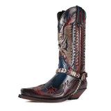 Western Shoes Men's Knight Pointed Embroidered Mid-Calf Versatile Men's Boots