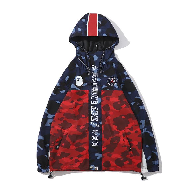 Bathing Ape Jacket Spring Camouflage Letters Embroidered Men's plus Size Windcheater Zipper Jacket