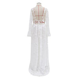 Women Lace Wedding Dress Sexy Lace Long Sleeve Dress Evening Dress