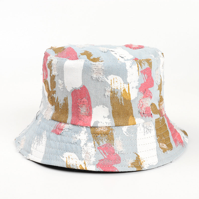 Bucket Hat Fishing Cap Cotton Print Fisherman Hat Bucket Hat Men and Women Retro Graffiti