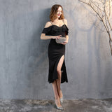 Burgundy Dress Formal Queen Temperament Slimming Fishtail Dress