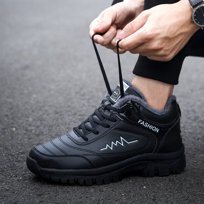 Men Sneakers Autumn and Winter Cotton Shoes Men's Fleece-Lined Warm Leisure Soft Bottom Sports Cotton Shoes