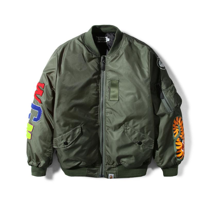 Bathing Ape Coat Winter Thickened Youth Casual Black Stand-up Collar Zipper Loose Double-Sided Cotton-Padded Jacket