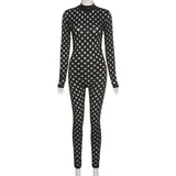 Fall Women's Clothing New Fashion Sexy Hollow out Sports Jumpsuit