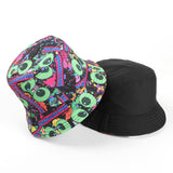 Bucket Hat Fishing Cap Cotton Print Fisherman Hat Graffiti Hip Hop Fisherman Hat for Men and Women