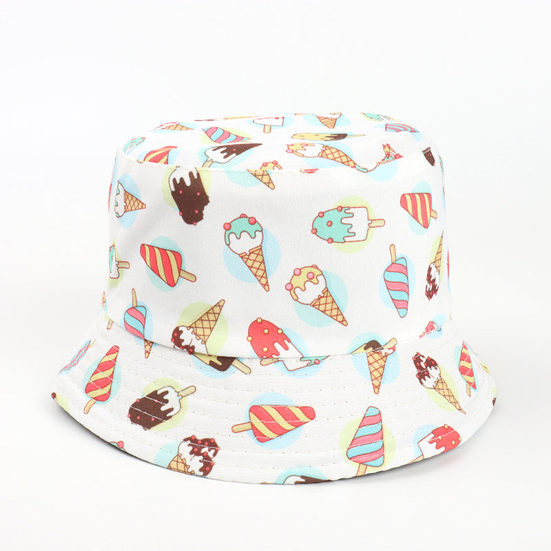 Bucket Hat Fishing Cap Cotton Print Fisherman Hat Bucket Hat Female Print Casual