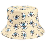 Bucket Hat Fishing Cap Cotton Print Fisherman Hat Cartoon Eye Print Outdoor Leisure