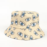 Bucket Hat Fishing Cap Cotton Print Fisherman Hat Cartoon Eye Print Outdoor Leisure