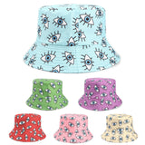Bucket Hat Fishing Cap Cotton Print Fisherman Hat Cartoon Eye Print Outdoor Leisure