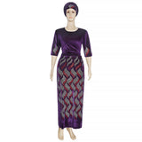 African Women's Wear Wave Slit Waist Pleated Dress African Dashiki Ankara Styles Dress