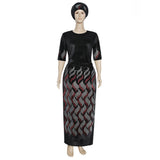 African Women's Wear Wave Slit Waist Pleated Dress African Dashiki Ankara Styles Dress