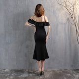 Burgundy Dress Formal Queen Temperament Slimming Fishtail Dress