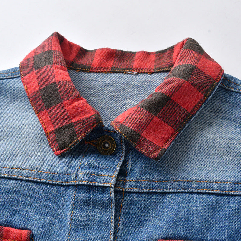 Children Jean Jackets Spring and Autumn Denim Lapel