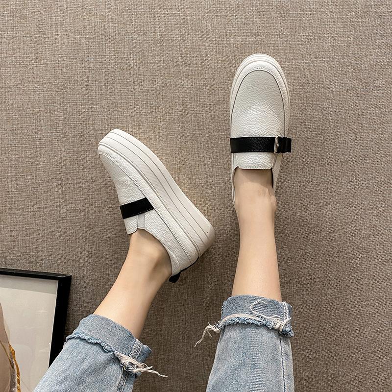 Platform Heels for Women Spring and Autumn Height Increasing White Shoes