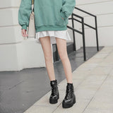Platform Heels for Women Zipper Short Boots Winter