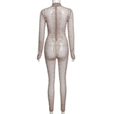 Women's Spring Clothing Printed Slim Fit Hip Raise Stand-up Collar Breathable Sports Jumpsuit