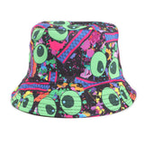 Bucket Hat Fishing Cap Cotton Print Fisherman Hat Graffiti Hip Hop Fisherman Hat for Men and Women