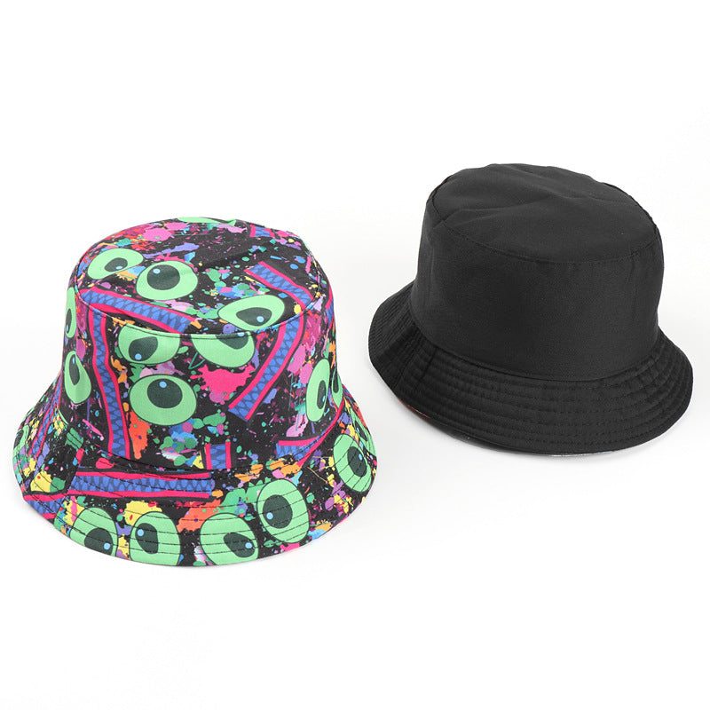 Bucket Hat Fishing Cap Cotton Print Fisherman Hat Graffiti Hip Hop Fisherman Hat for Men and Women
