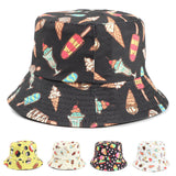 Bucket Hat Fishing Cap Cotton Print Fisherman Hat Bucket Hat Female Print Casual