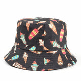 Bucket Hat Fishing Cap Cotton Print Fisherman Hat Bucket Hat Female Print Casual