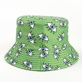 Bucket Hat Fishing Cap Cotton Print Fisherman Hat Cartoon Eye Print Outdoor Leisure