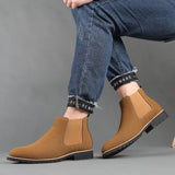 Western Shoes Men's round Toe Leather Boots Fashion Casual Large Size Men's Boots Shoes